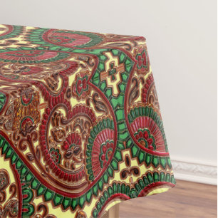 Victorian paisley pattern elegant red green gold tablecloth