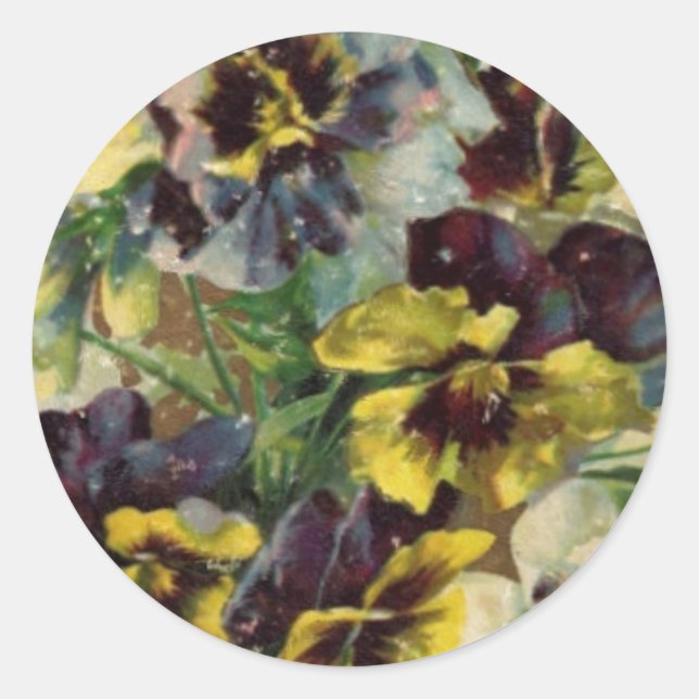 Victorian Pansies Sticker | Yellow Purple (Front)