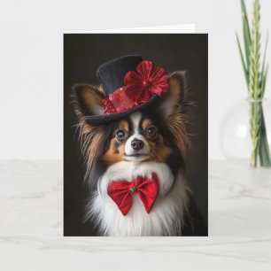 Victorian Papillon Christmas Holiday Card