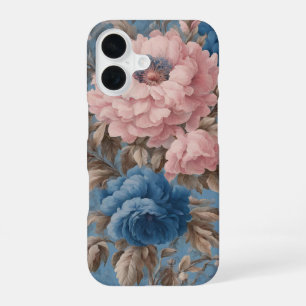 Victorian Pastel Blue And Pink Blossoms iPhone 16 Case