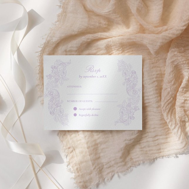 Victorian Pastel Purple Wedding RSVP Card (Creator Uploaded)