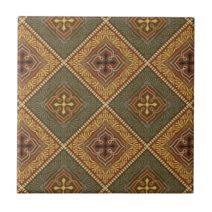 Victorian Pattern - Brown and Green Tile