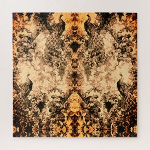 Victorian peacock floral elegant pattern vintage jigsaw puzzle