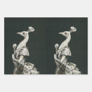 Victorian Peacock Lady Wrapping Paper Set