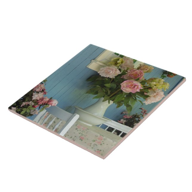 Victorian Peonies - Martha's Vineyard Tile (Side)