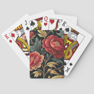 Victorian Peony Botanical Pattern Playing Cards
