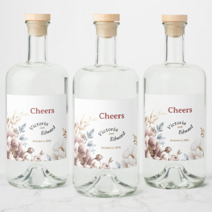 Victorian Peony Luxe Beverage Liquor Bottle Labels