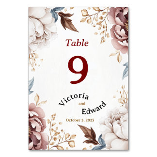 Victorian Peony Luxe Mariage Numéro de la carte