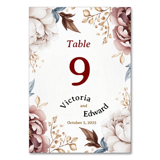 Victorian Peony Luxe Mariage Numéro de la carte (Par défaut)