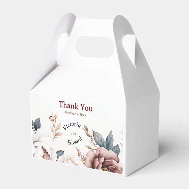 Victorian Peony Luxe Wedding Favour Box (Back Side)