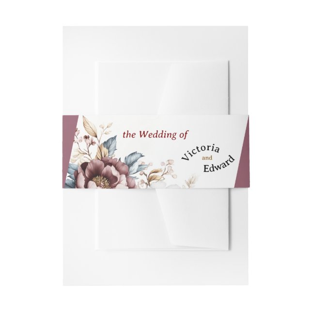 Victorian Peony Luxe Wedding  Invitation Belly Band (Front Example)