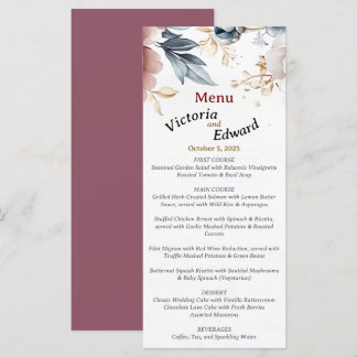 Victorian Peony Luxe Wedding Menu Card