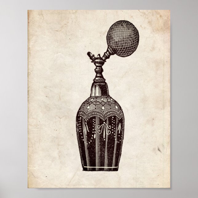 Victorian Perfume Bottle Illustration Poster (Front)