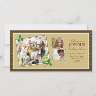 Victorian Photo Trio Holiday Photo Card (brown)