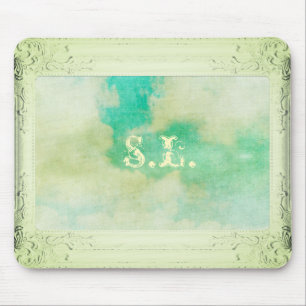 Victorian picture frame sky cloud painting teal mouse pad