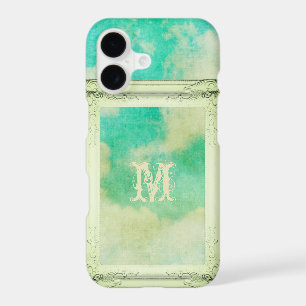 Victorian picture frame sky cloud teal cream 