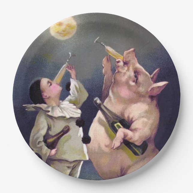 Victorian Pig Paper Plate (Front)