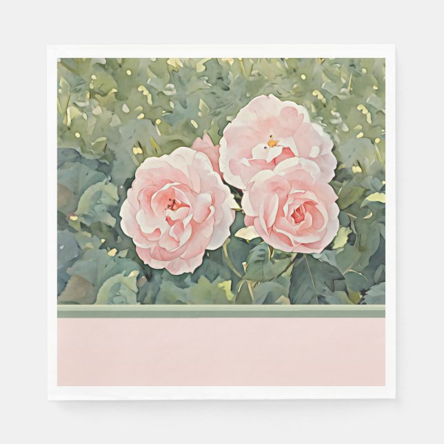 Victorian Pink and Coral Roses - Paper Napkins (Front)