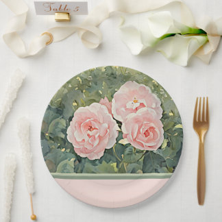 Victorian Pink and Coral Roses - Paper Plates