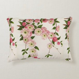 Victorian Pink Flowering Almond Accent Pillow