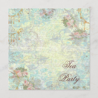 Victorian Pink Rose Tea Party Invitation