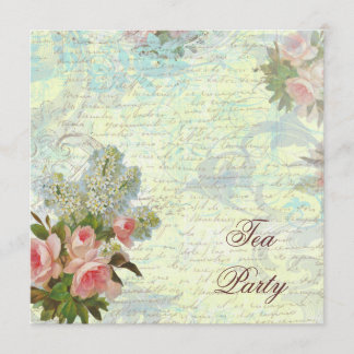 Victorian Pink Rose Tea Party Invitation