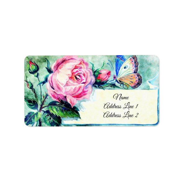 Victorian Pink Roses and Butterfly Label (Front)