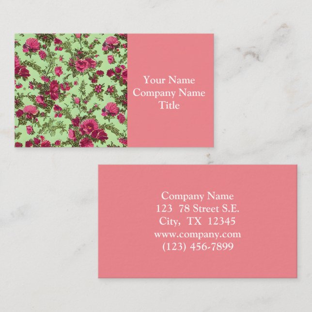 Victorian Pink Roses Business Card (Front/Back)