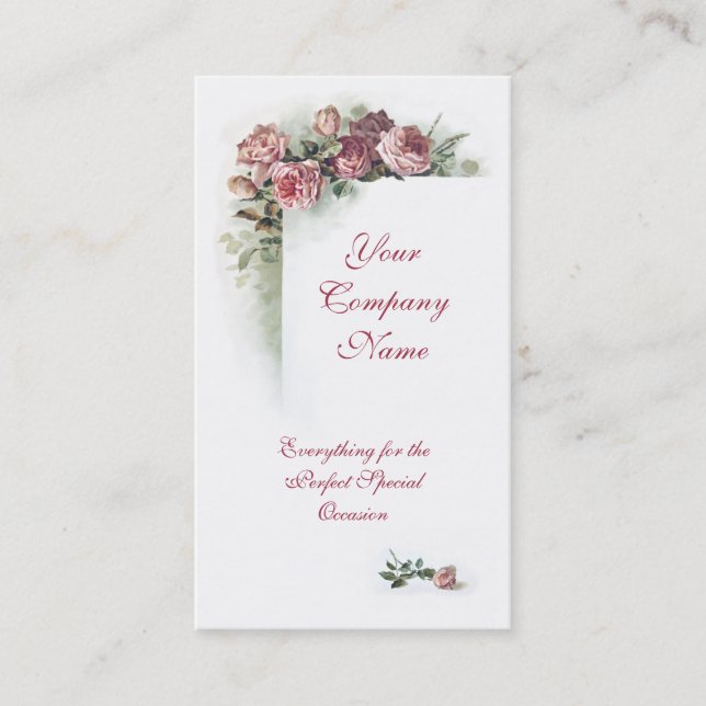 Victorian pink roses business card (Front)