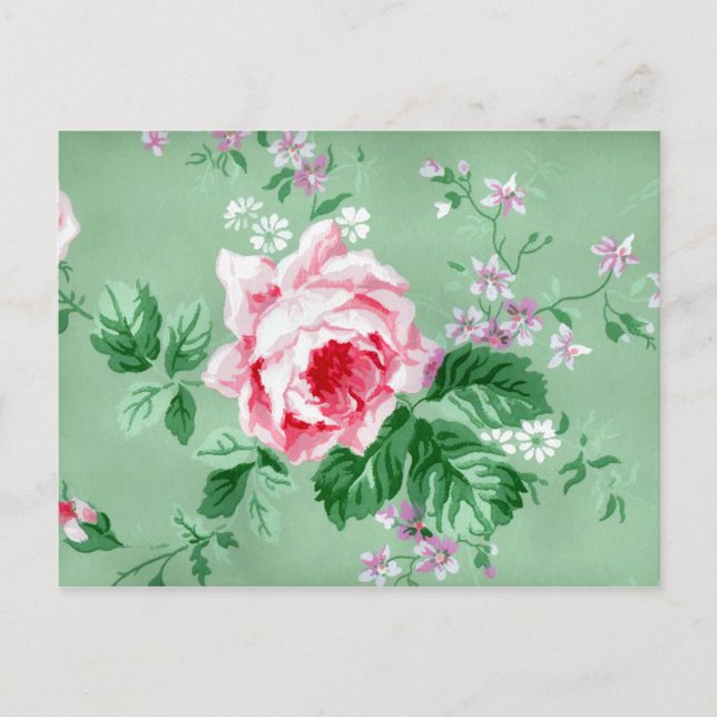 Victorian Pink Roses Postcard (Front)