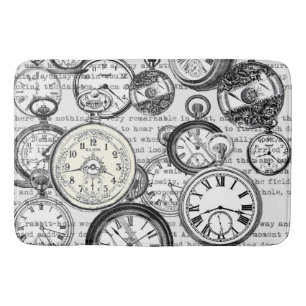 Victorian Pocket Watch Alice in Wonderland Bath Mat