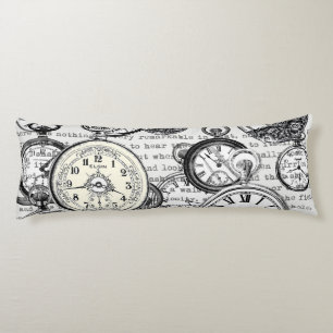 Victorian Pocket Watch Collage Alice in Wonderland Body Pillow
