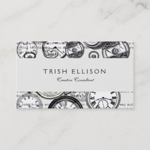 Victorian Pocket Watch Collage Alice in Wonderland Business Card