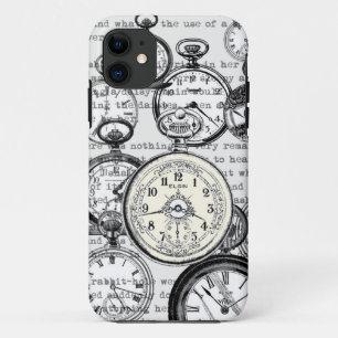 Victorian Pocket Watch Collage Alice in Wonderland iPhone 11 Case