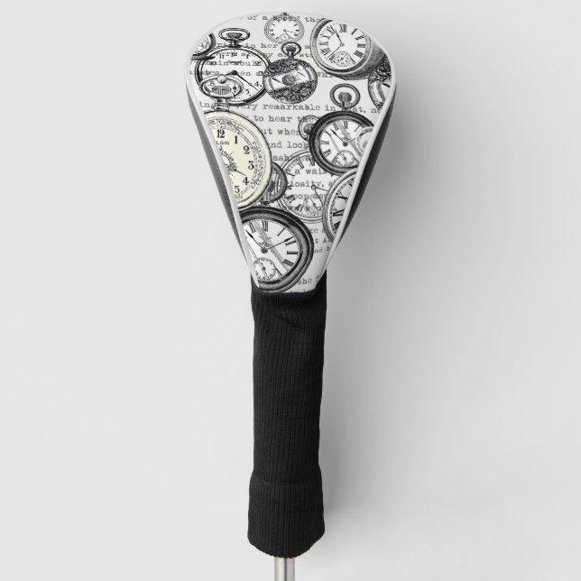 Victorian Pocket Watch Collage Alice in Wonderland Golf Head Cover (Front)