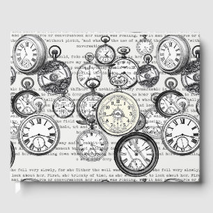 Victorian Pocket Watch Collage Alice in Wonderland Guest Book
