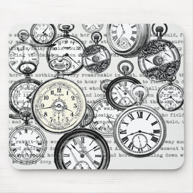 Victorian Pocket Watch Collage Alice in Wonderland Mouse Pad (Front)
