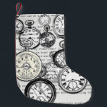 Victorian Pocket Watch Collage Alice in Wonderland Small Christmas Stocking<br><div class="desc">Hurry, hurry, don't be late for this enchanting Victorian Pocket Watch Collage, inspired by the whimsical world of Alice in Wonderland! This intricate design features a captivating array of antique pocket watch illustrations, beautifully layered over classic text excerpts directly from Lewis Carroll's beloved book. Evoking the hurried pace of the...</div>