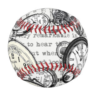Victorian Pocket Watch Collage Alice Wonderland Baseball