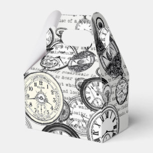Victorian Pocket Watch Collage Alice Wonderland Favor Box