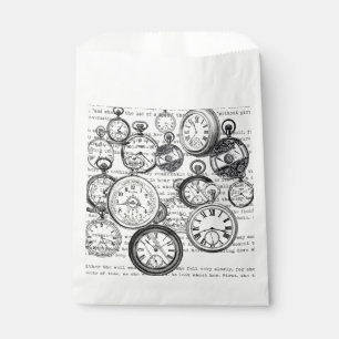 Victorian Pocket Watch Collage Alice Wonderland Favour Bag