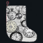 Victorian Pocket Watch Collage Alice Wonderland Small Christmas Stocking<br><div class="desc">Hurry, hurry, don't be late for this enchanting Victorian Pocket Watch Collage, inspired by the whimsical world of Alice's Adventures in Wonderland! This intricate design features a captivating array of antique pocket watch illustrations, beautifully layered over classic text excerpts directly from Lewis Carroll's beloved book. Evoking the hurried pace of...</div>
