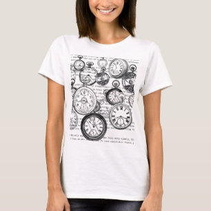 Victorian Pocket Watch Collage Alice Wonderland T-Shirt