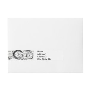 Victorian Pocket Watch Collage Alice Wonderland Wraparound Address Label