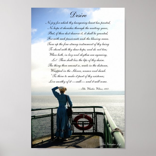 Victorian poem "Desire" (Encouragement) Poster (Front)