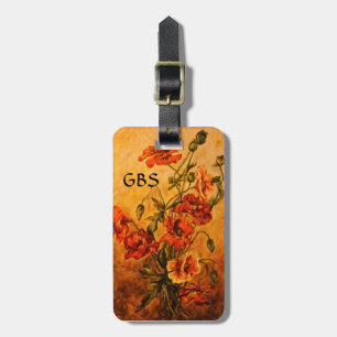Victorian Poppies Painting Tags w/Custom Monogram