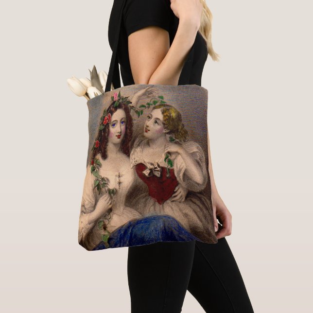 Victorian print The Parting Wreath Tote Bag (Close Up)