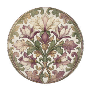 Victorian Purple Cream Ornate Floral Cutting Board