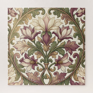 Victorian Purple Cream Ornate Floral  Jigsaw Puzzle