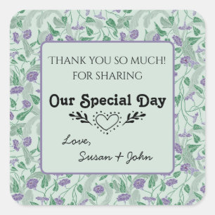 Victorian Purple Flower Ivy Decorative Flourish Square Sticker